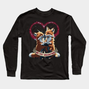 Be My Valentine // Retro Fox Couples Long Sleeve T-Shirt